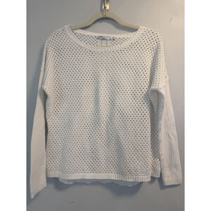 Prana Parker Organic Cotton Perforated Crochet Open Knit Sweater Beachy Vacation